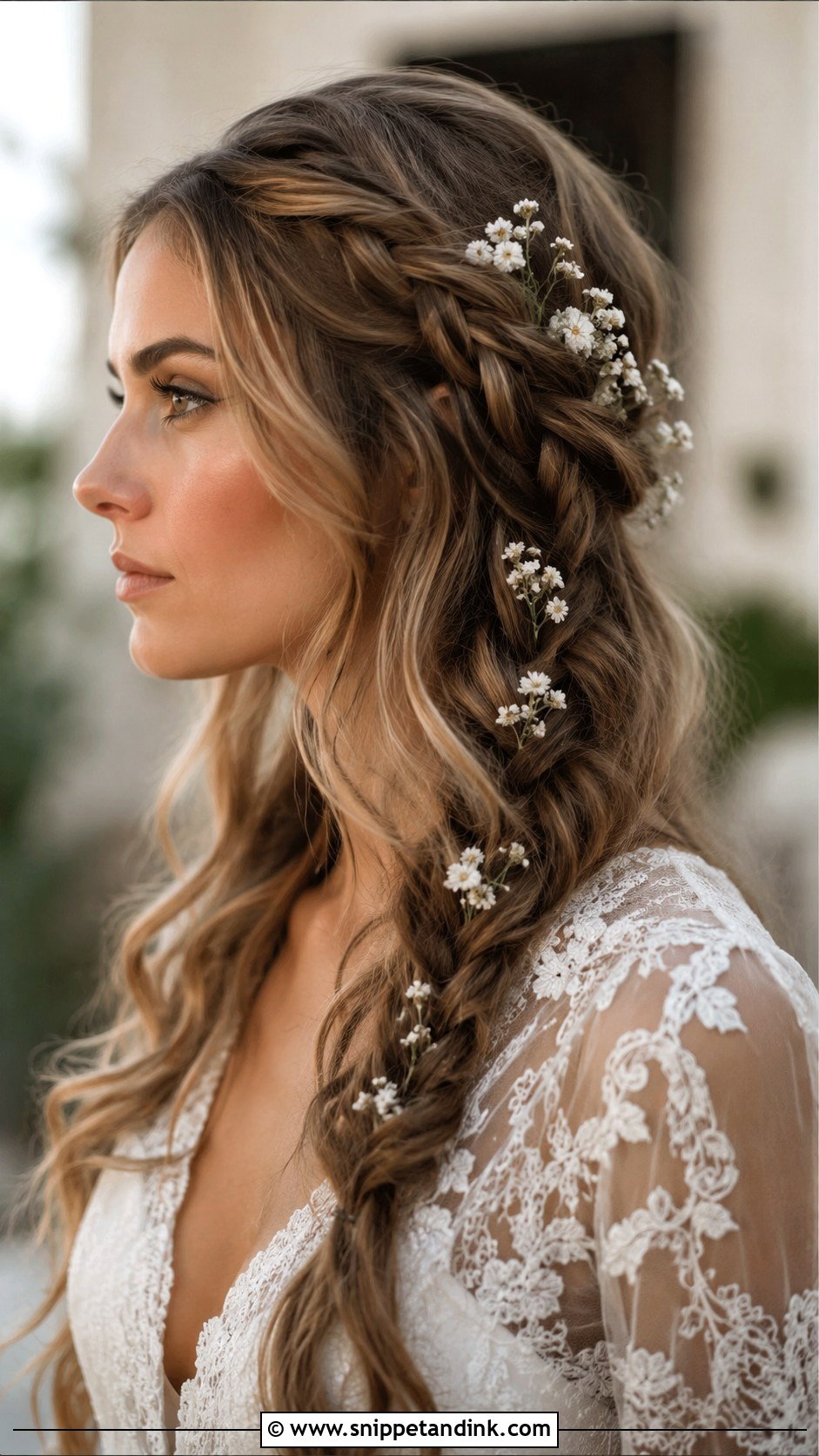 Open Hair With Side Braid - Snippet and Ink - 20 Open Bridal Hairstyle Ideas