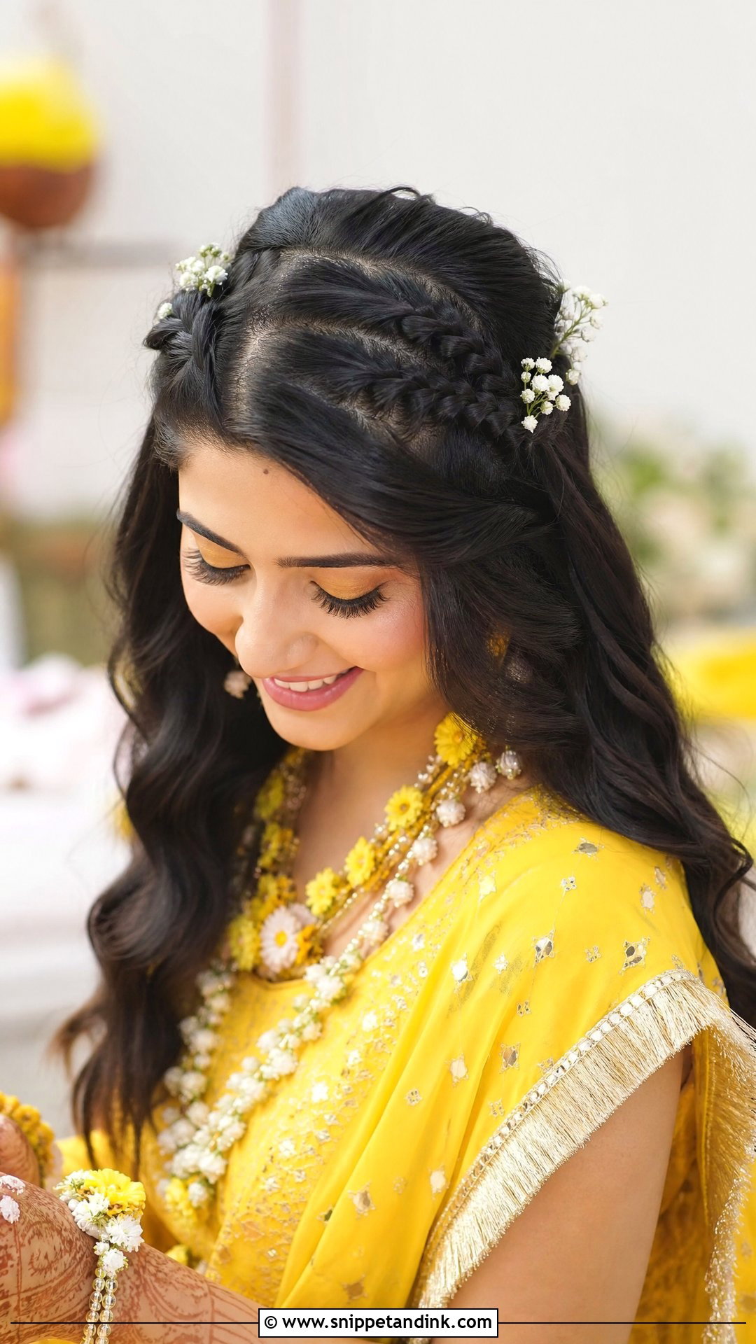 Open Hair With Side Dutch Braids - Snippet and Ink - 20 Open Hairstyle for Wedding Functions Ideas