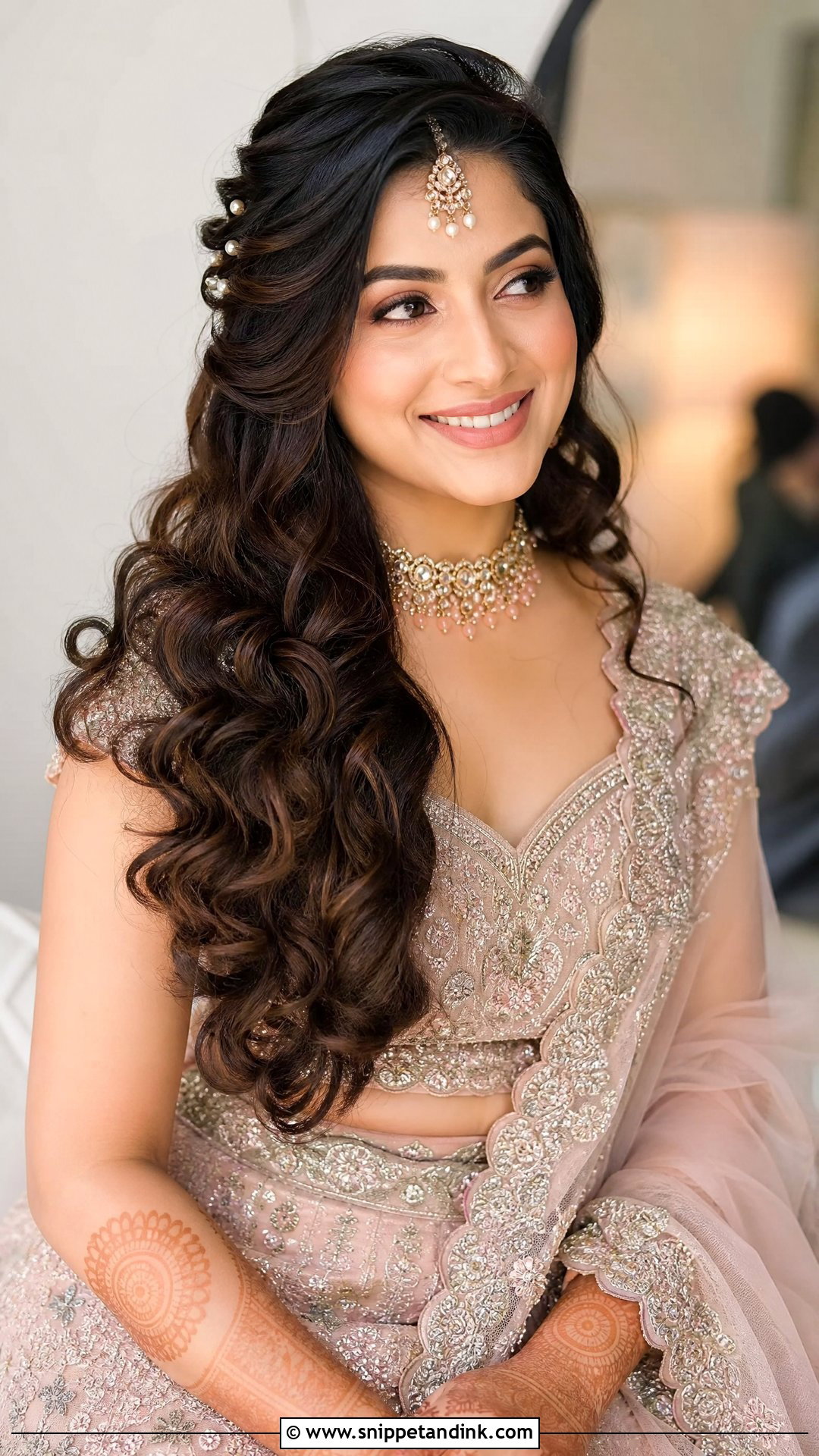 Open Hair With Soft Curls - Snippet and Ink - 20 Desi Bridal Hairstyles