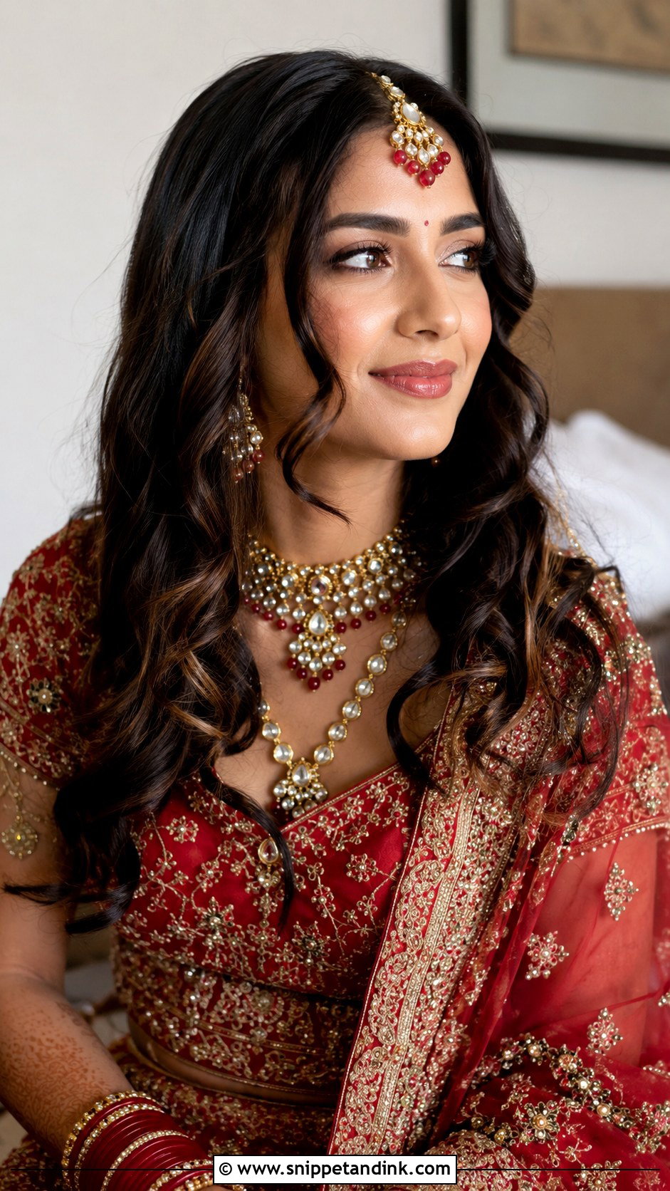 Open Hair With Soft Curls - Snippet and Ink - 20 Indian Open Hair Bridal Look Ideas