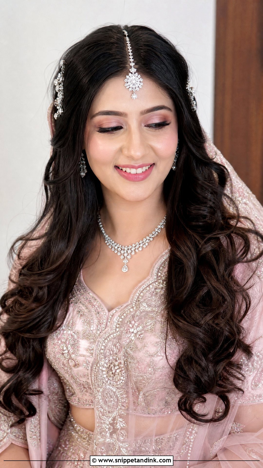 Open Hair With Soft Curls - Snippet and Ink - 20 Mandap Hairstyle for Bride Ideas