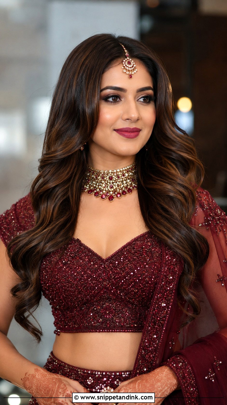 Open Hair With Soft Waves - Snippet and Ink - 25 Indian Weddings Bridal Hairstyles