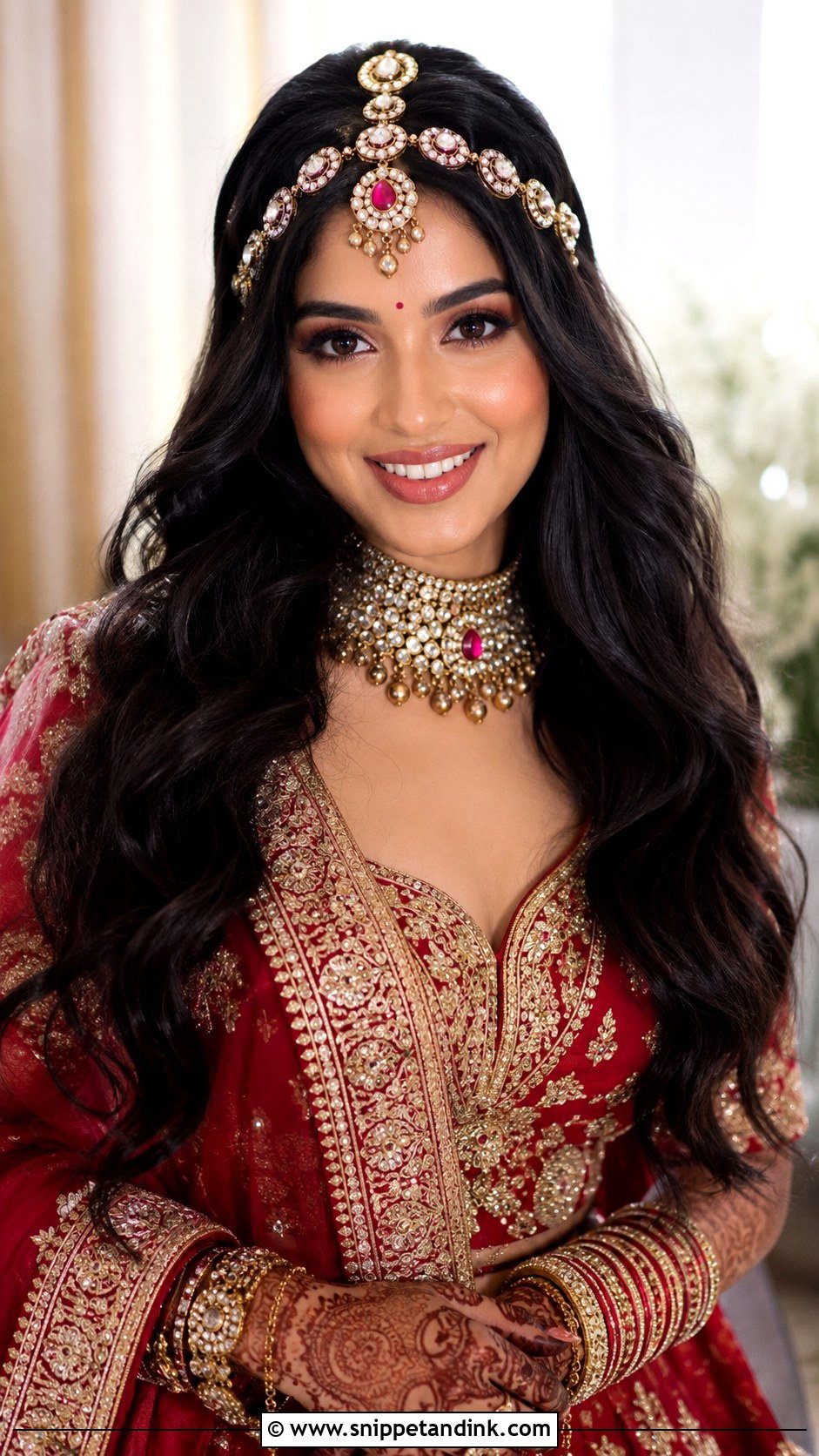 Open Hair With Statement Accessory - Snippet and Ink - 25 Trendy Indian Wedding Hairstyles