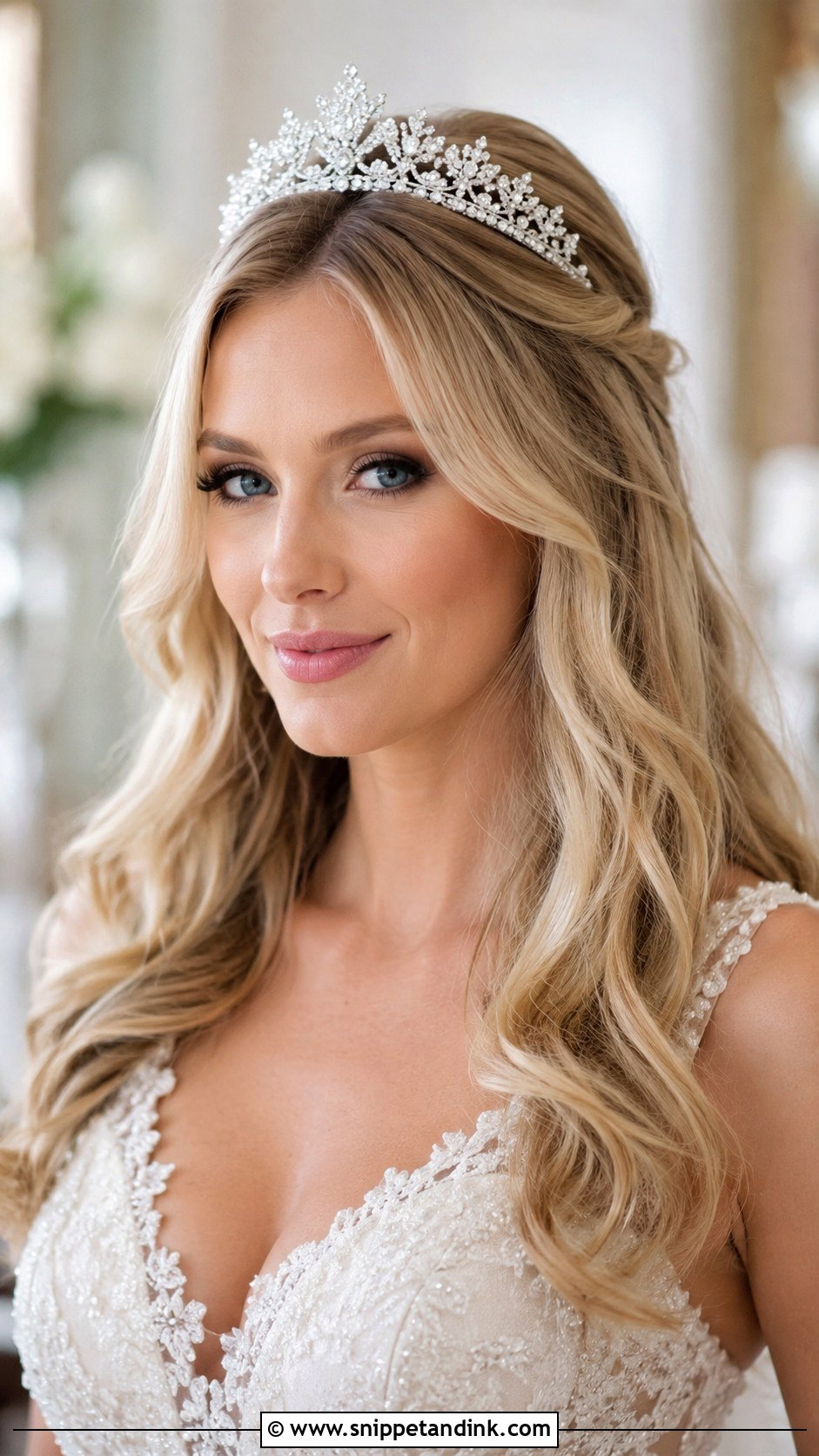 Open Hair With Tiara - Snippet and Ink - 25 Open Hair Bride Ideas