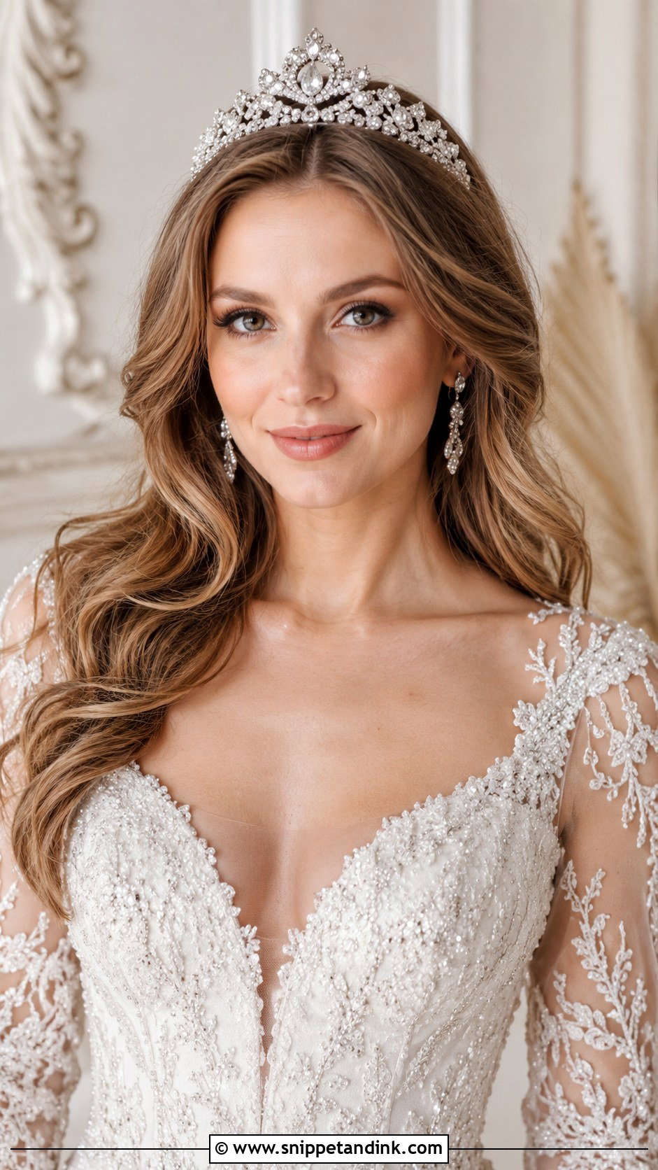 Open Hair With Tiara - Snippet and Ink - 20 Open Bridal Hairstyle Ideas