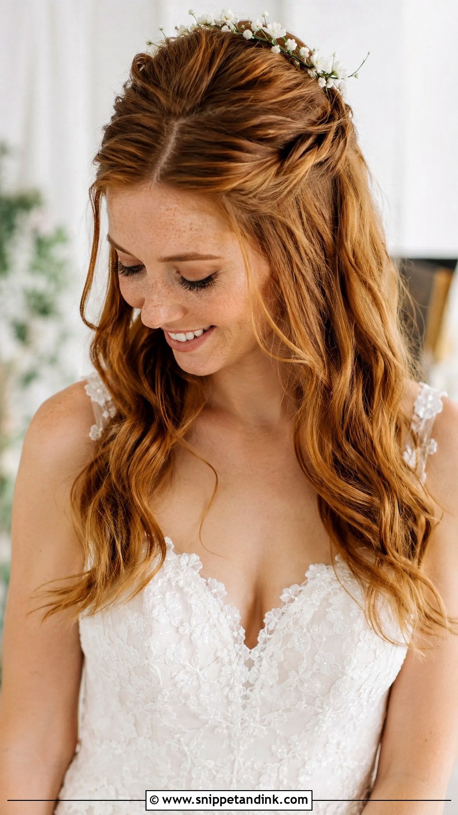 Open Hair With Twisted Crown - Snippet and Ink - 25 Bridal Open Hairstyles
