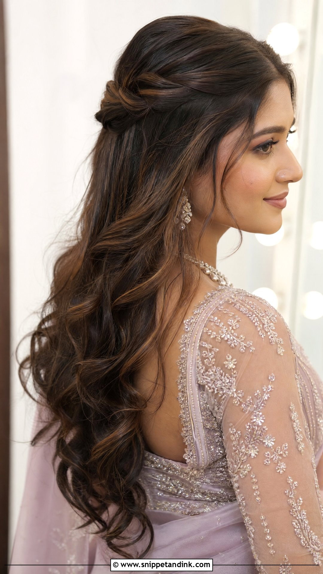 Open Hair With Twisted Crown Detail - Snippet and Ink - 20 Open Hairstyle for Wedding Functions Ideas