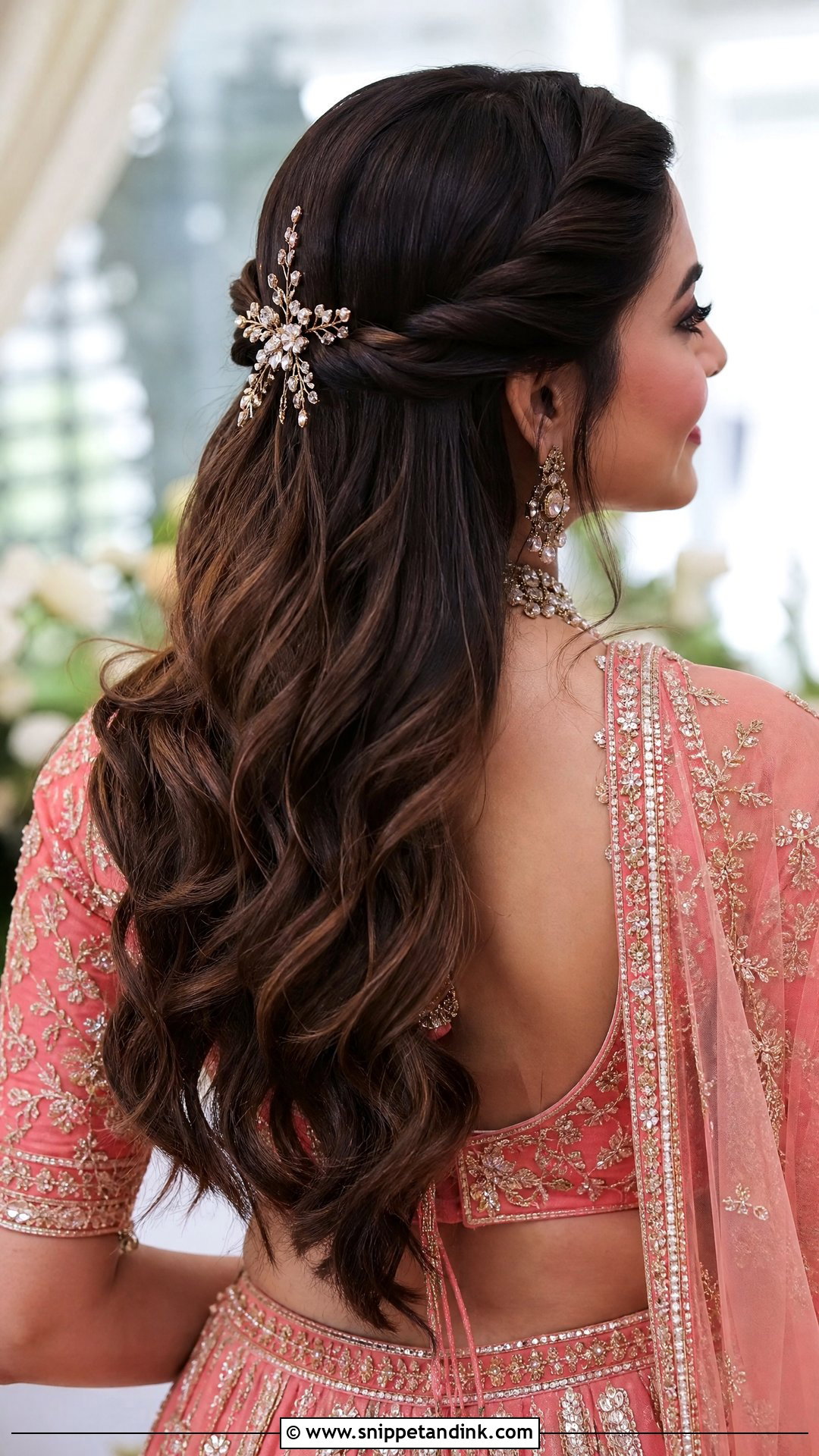 Open Hair With Twisted Sides - Snippet and Ink - 20 Loose Indian Wedding Hairstyles