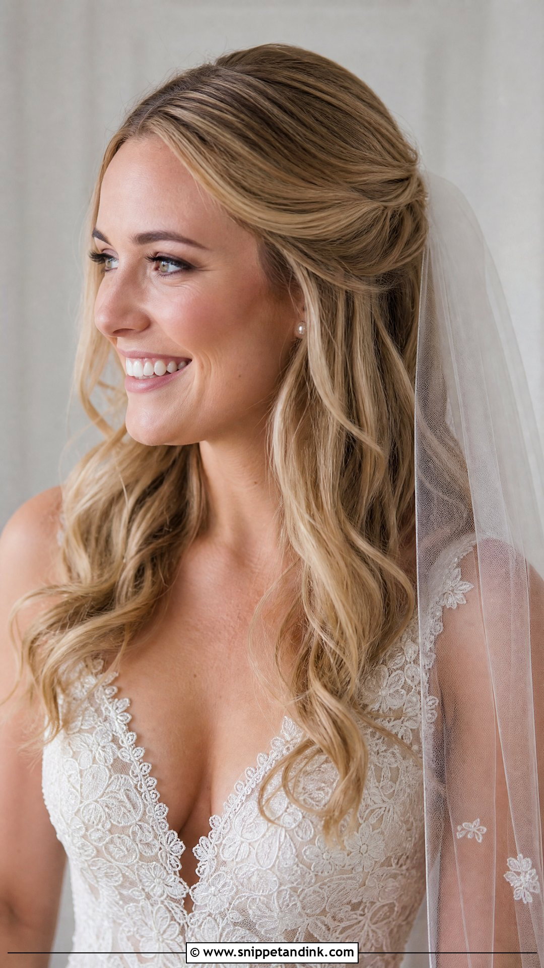 Open Hair With Veil For Wedding - Snippet and Ink - 20 Open Hair Hairstyle for Wedding Ideas
