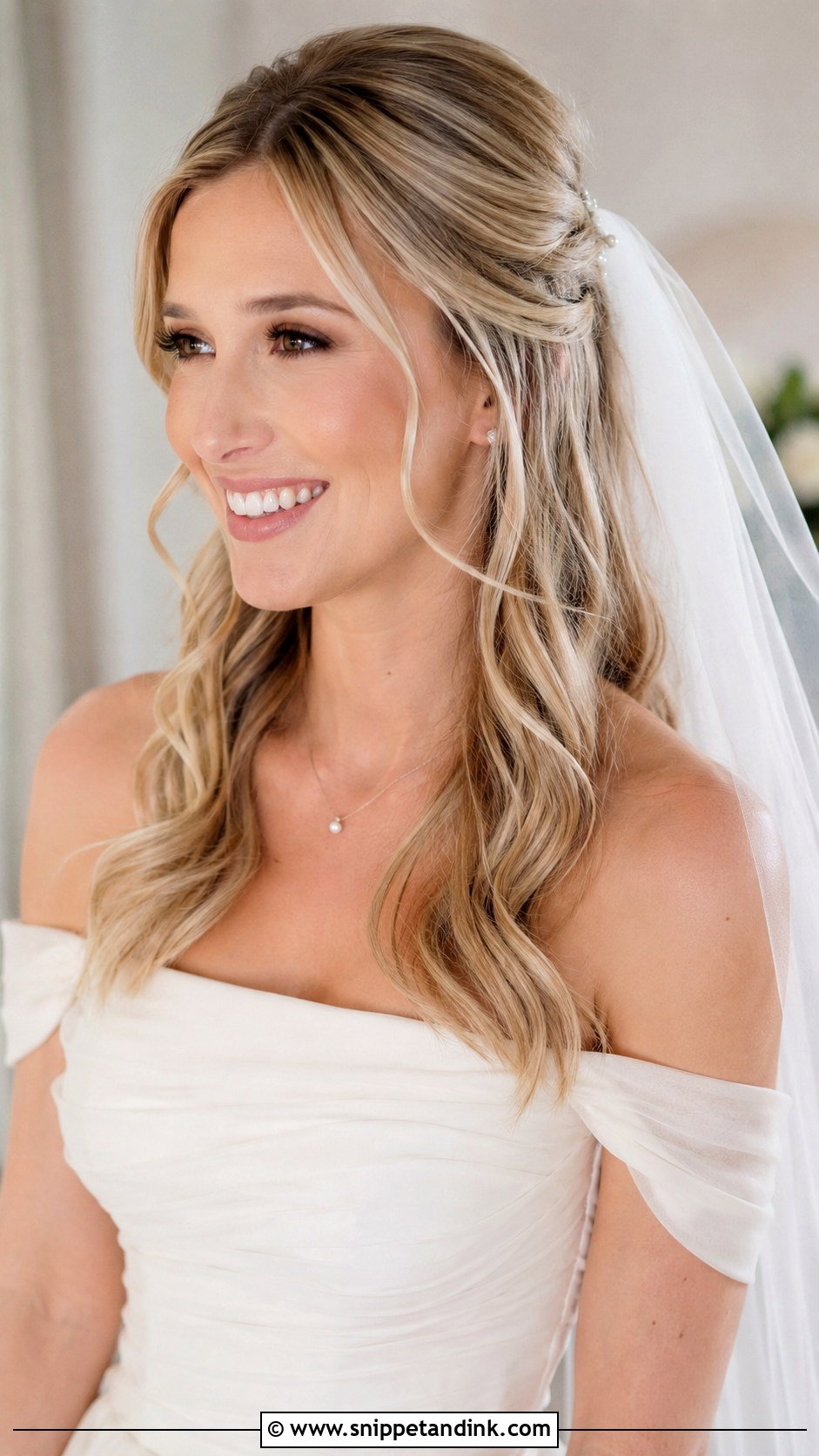 Open Hair With Veil For Wedding - Snippet and Ink - 15 Hairstyles in Open Hair for Wedding