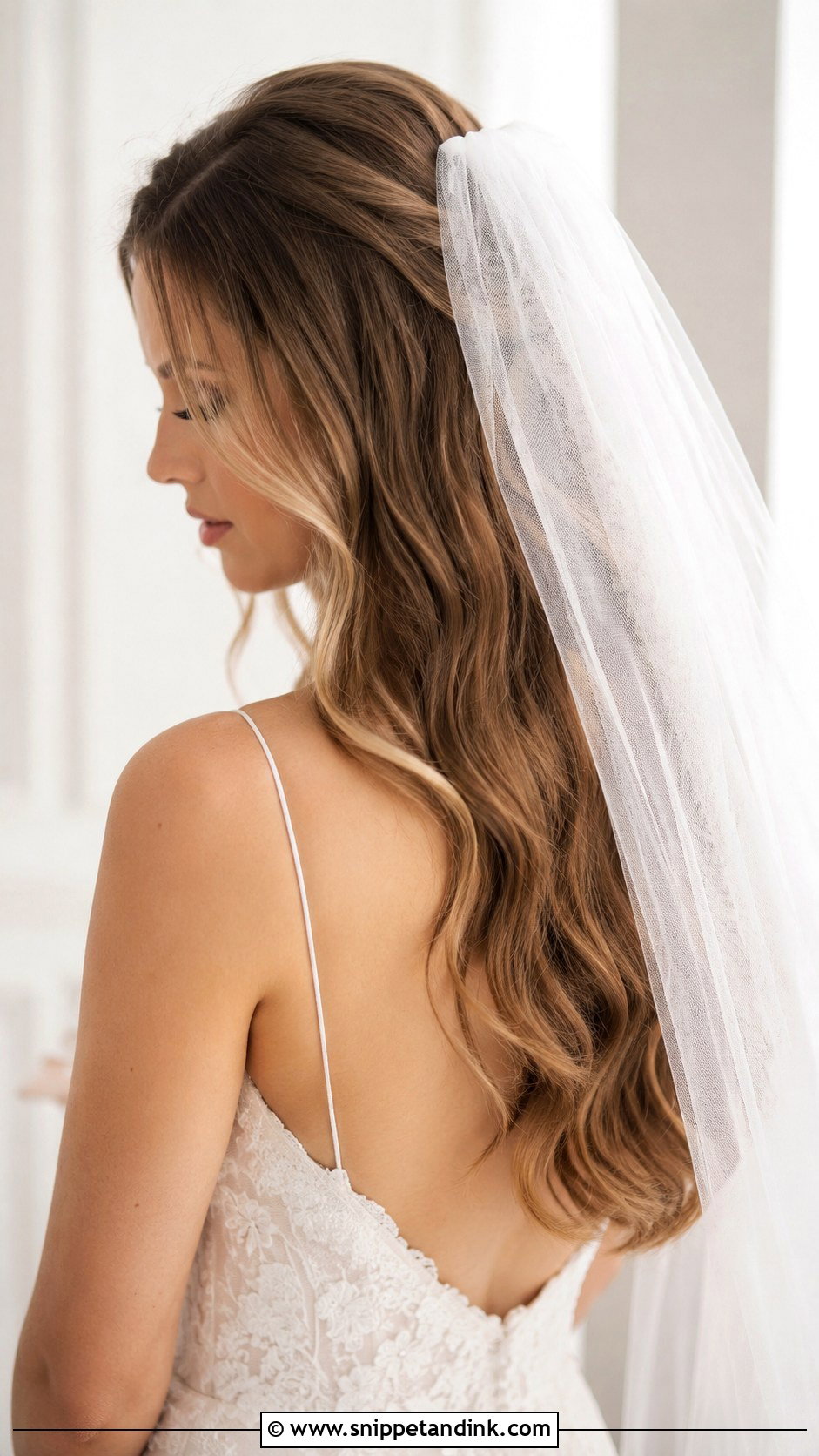 Open Hair With Veil - Snippet and Ink - 20 Open Bridal Hairstyle Ideas