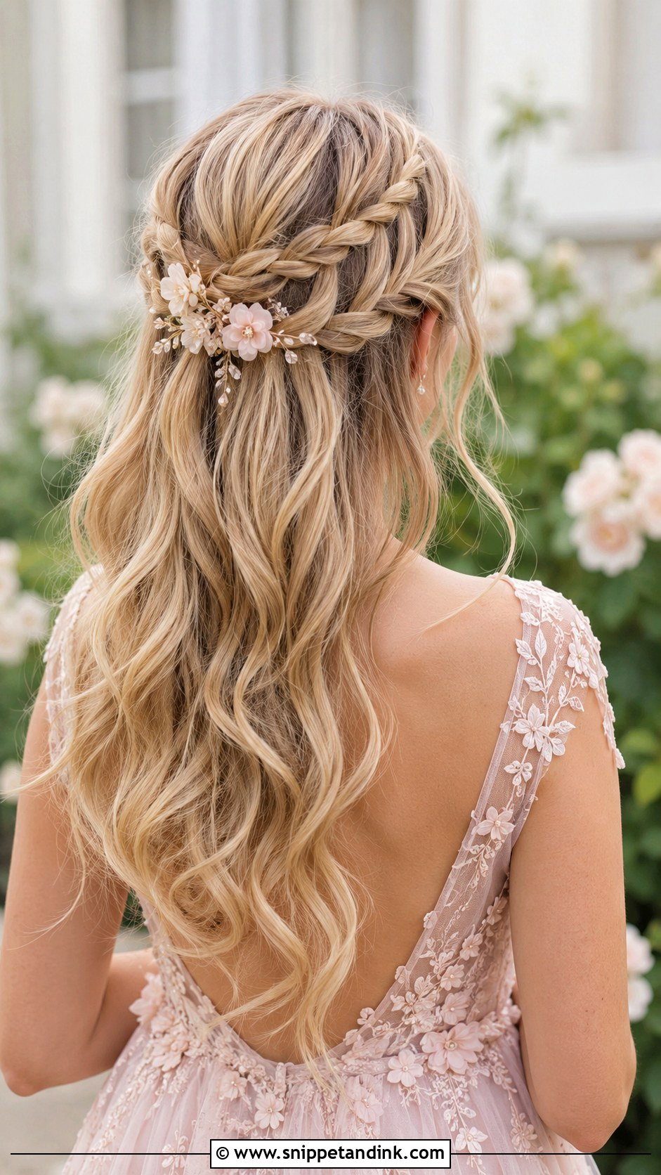 Open Hair With Waterfall Braid For Wedding - Snippet and Ink - 15 Open Hair for Wedding Ideas