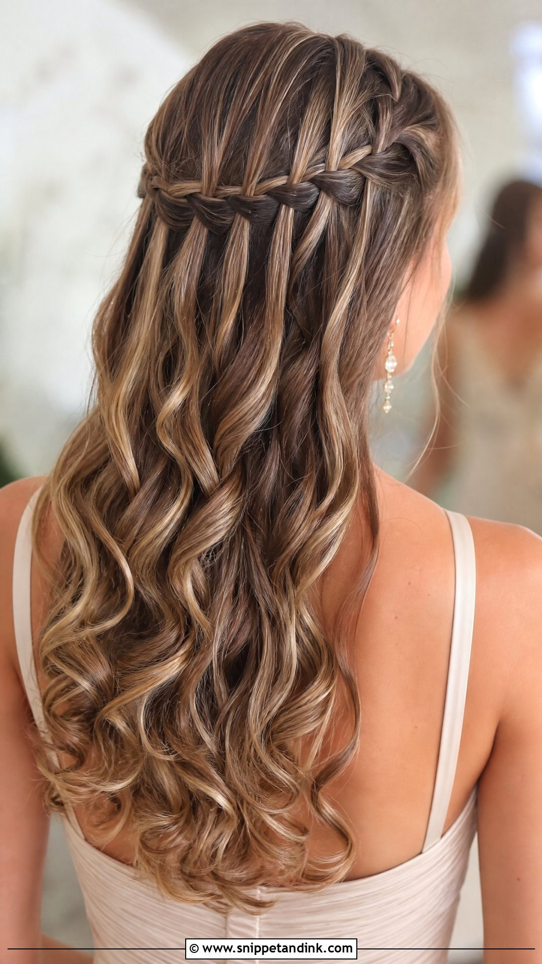 Open Hair With Waterfall Braid For Wedding - Snippet and Ink - 20 Open Hair Hairstyle for Wedding Ideas