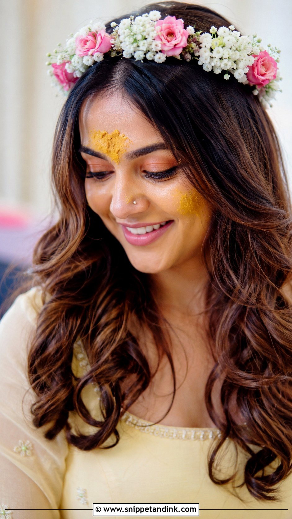 Open Hair with Floral Crown - Snippet and Ink - 25 Kerala Hindu Bridal Hairstyles