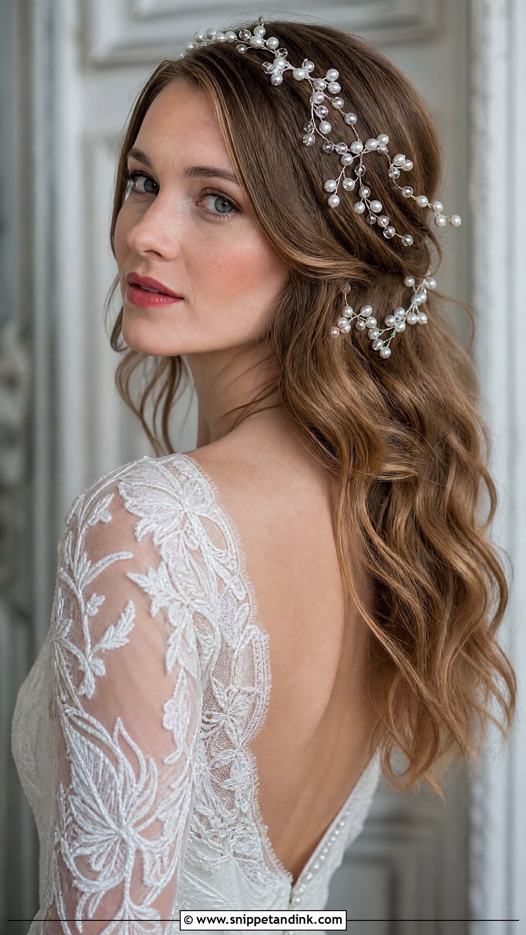 Open Hair with Hair Vine Accessory - Snippet and Ink - 20 Open Hair Wedding Hairstyle Ideas