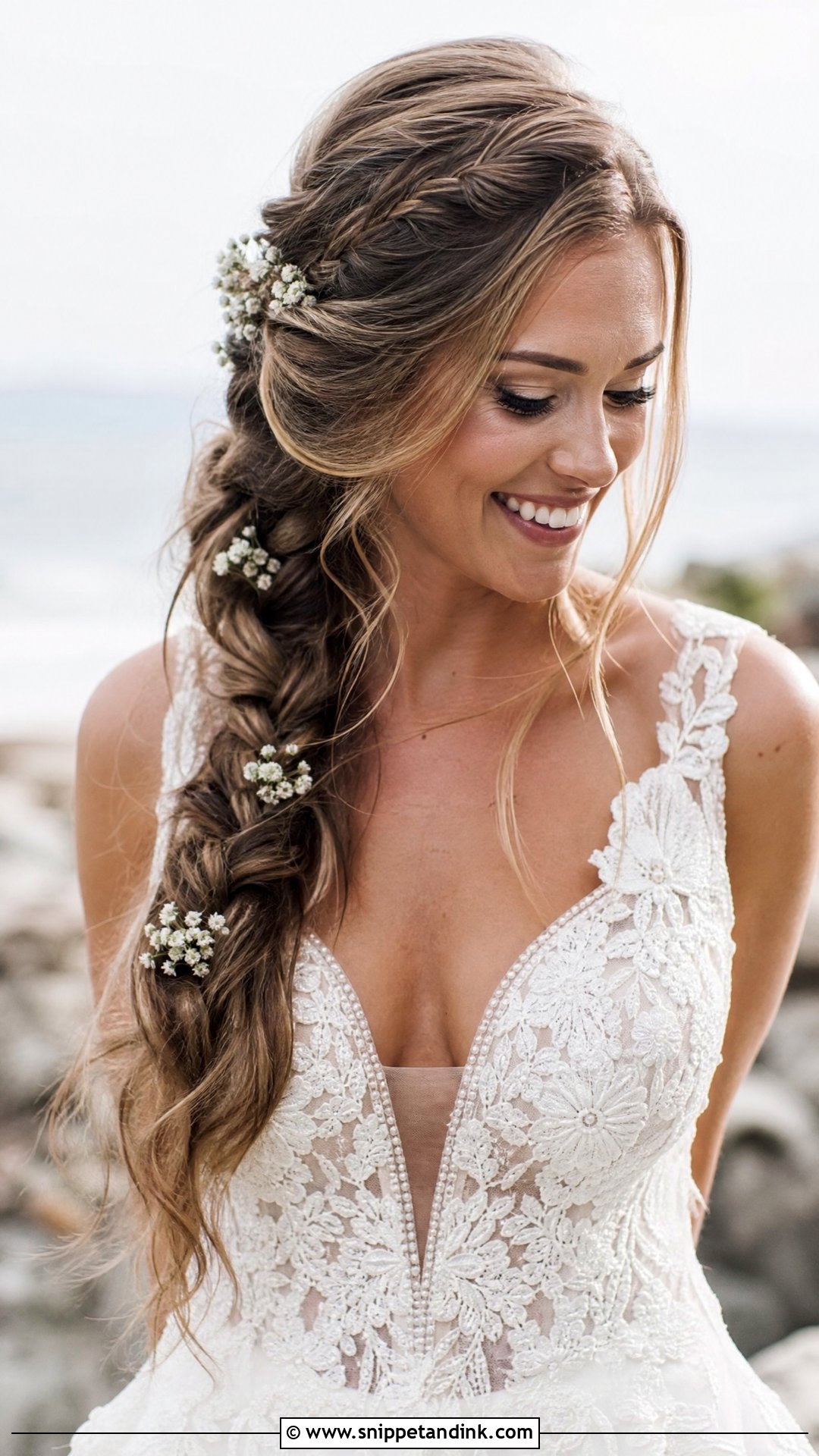 Open Hair with Side Braid - Snippet and Ink - 20 Open Hair Bridal Hairstyles