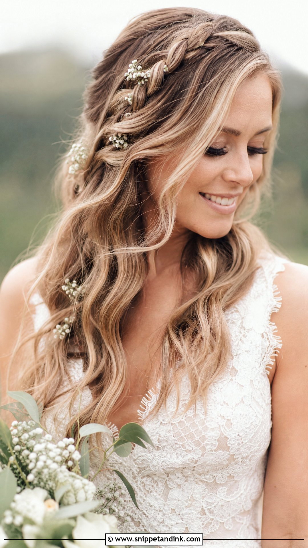 Open Hair with Side Braid - Snippet and Ink - 20 Open Hair Wedding Hairstyle Ideas