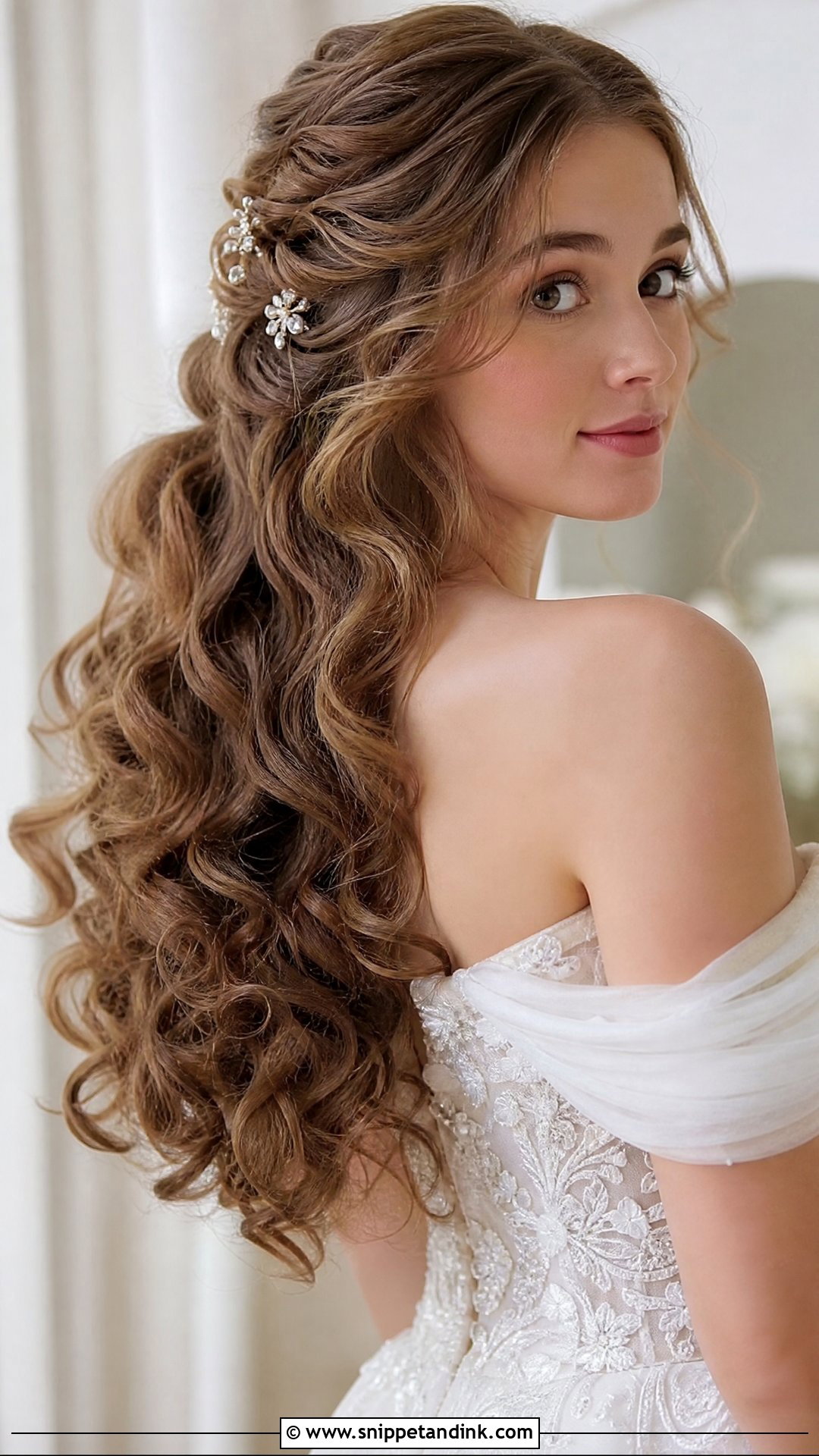 Open Hair with Side Twist and Curls - Snippet and Ink - 20 Open Hair Wedding Hairstyle Ideas