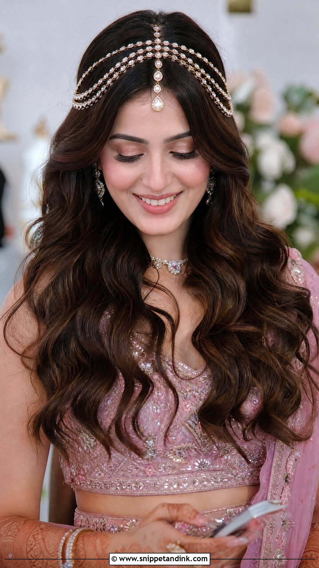 Open Hair with Soft Waves - Snippet and Ink - 20 Indian Hairstyles for Bridal