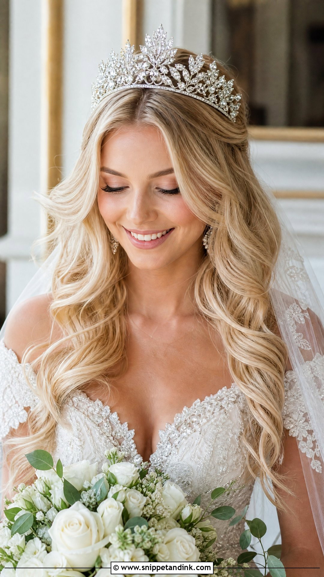 Open Hair with Tiara or Headband - Snippet and Ink - 20 Open Hair Bridal Hairstyles