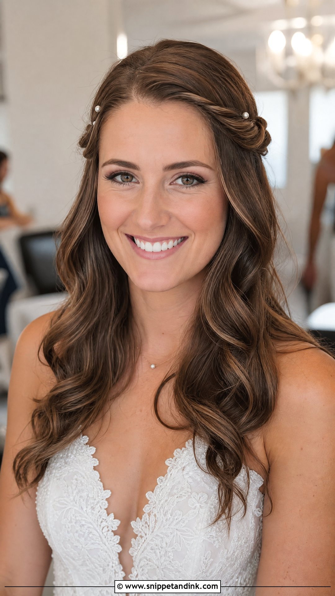 Open Hair with Twisted Front Sections - Snippet and Ink - 20 Open Hair Bridal Hairstyles