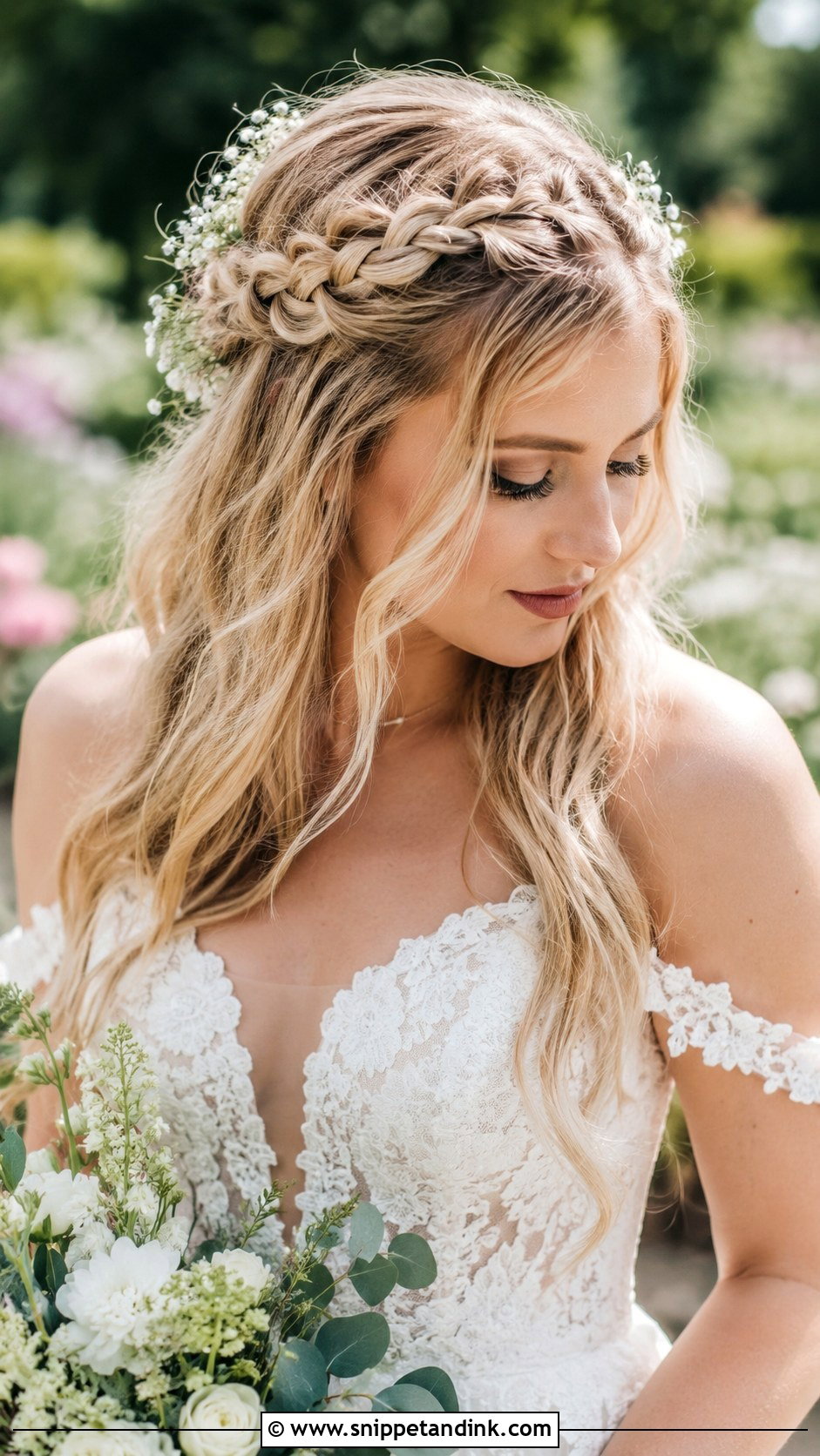 Open Hairstyle With Braided Crown for Bride - Snippet and Ink - 25 Open Hairstyles for Bride