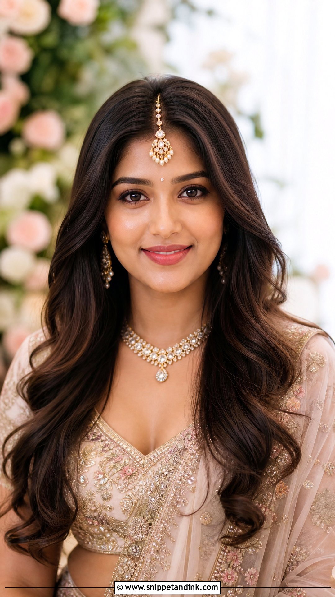 Open Hairstyle With Center Part - Snippet and Ink - 20 Open Hairstyles for Indian Engagement