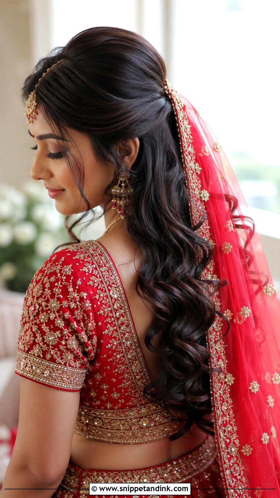 Open Hairstyle With Dupatta - Snippet and Ink - 15 Indian Wedding Open Hairstyles