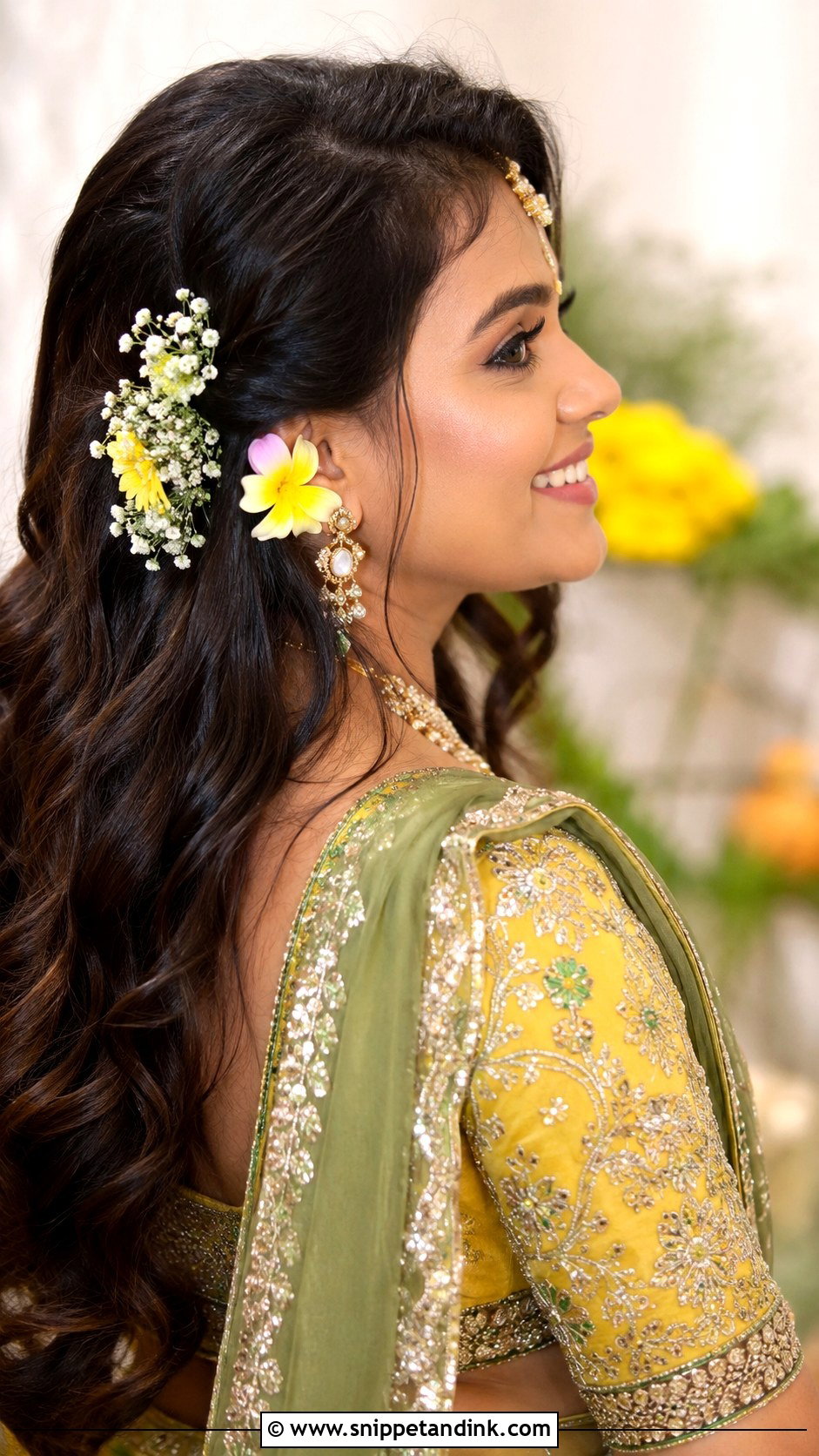 Open Hairstyle With Flowers - Snippet and Ink - 15 Indian Wedding Open Hairstyles