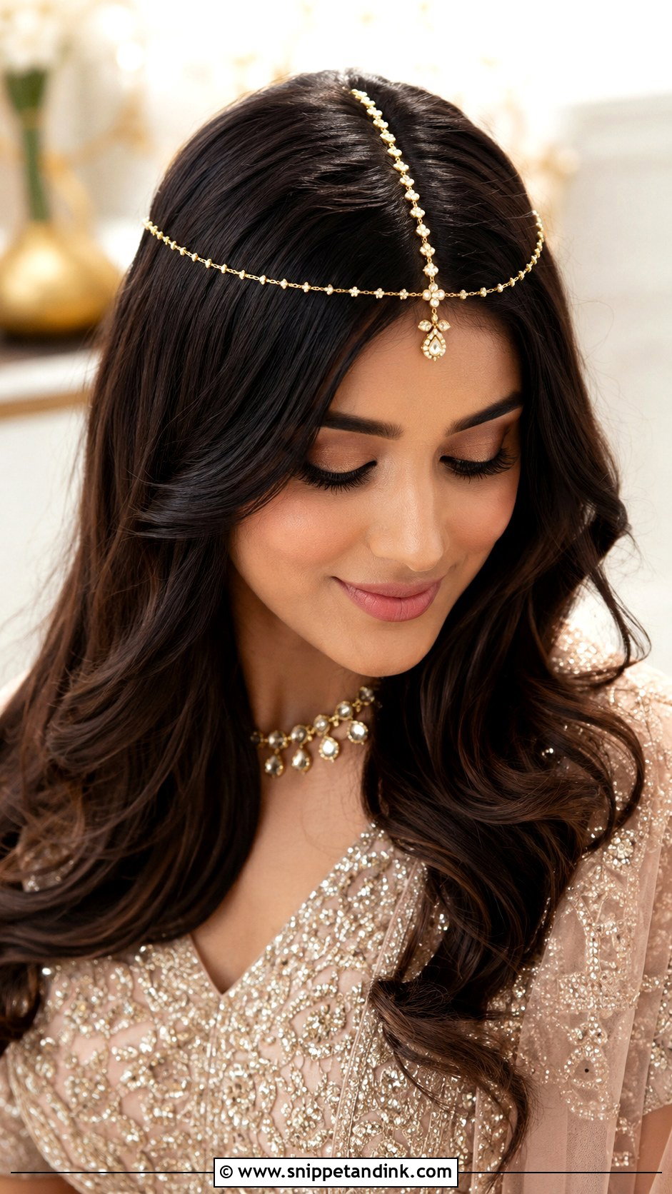 Open Hairstyle With Hair Chain - Snippet and Ink - 15 Indian Wedding Open Hairstyles