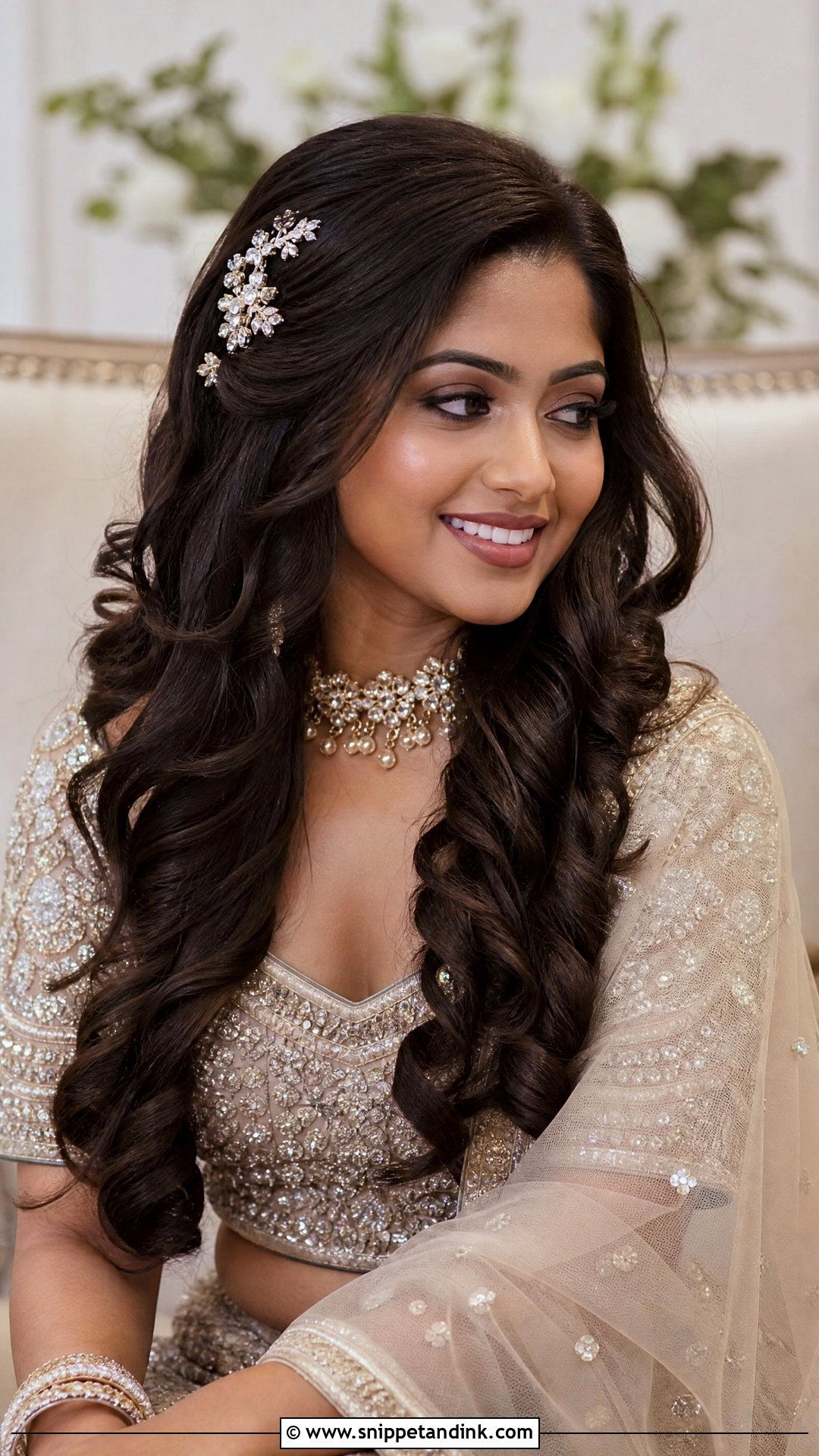 Open Hairstyle With Loose Ringlets - Snippet and Ink - 20 Open Hairstyles for Indian Engagement