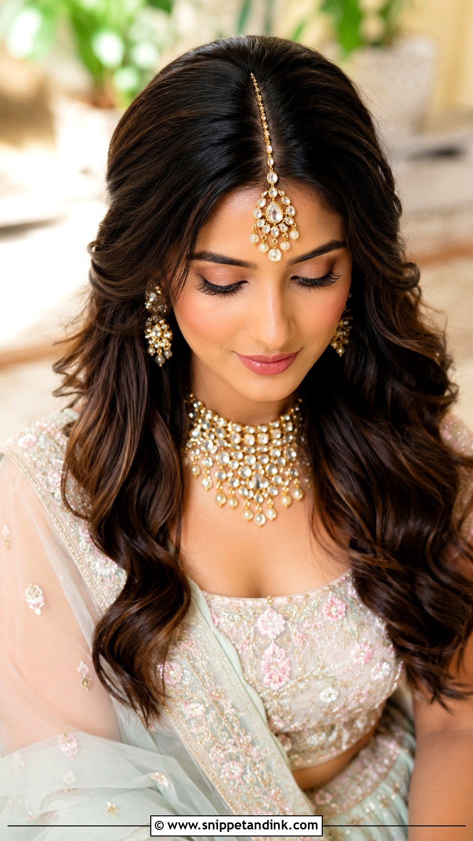 Open Hairstyle With Maang Tikka - Snippet and Ink - 15 Indian Wedding Open Hairstyles
