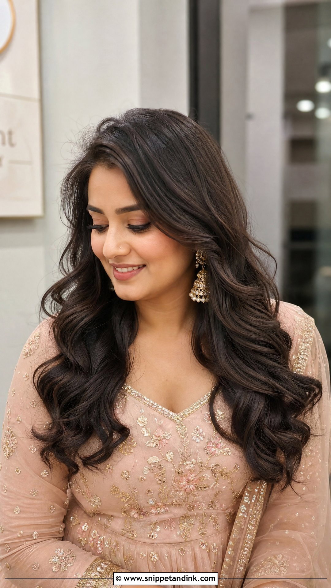 Open Hairstyle With Soft Curls - Snippet and Ink - 20 Open Hairstyles for Indian Engagement