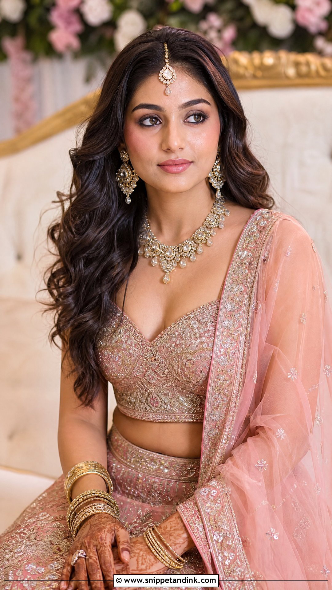 Open Soft Waves With Hair Accessories - Snippet and Ink - 20 Indian Hairstyle for Wedding Guest Ideas