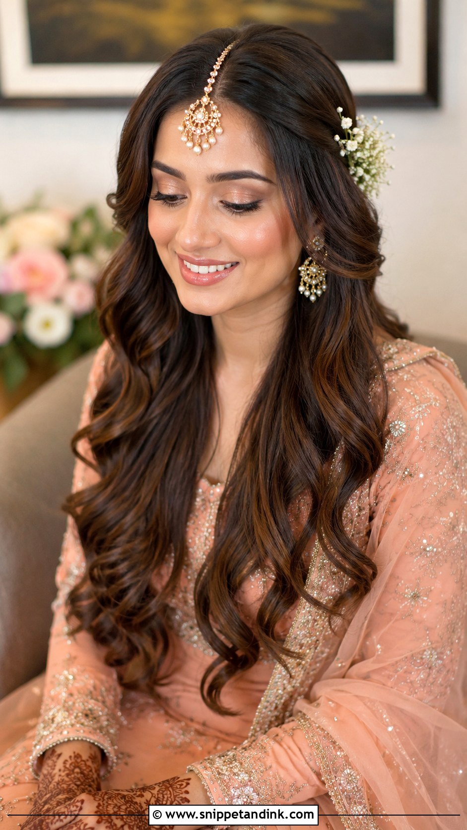 Open Waves For Mehndi Bride - Snippet and Ink - 15 Mehndi Bridal Hairstyle Ideas