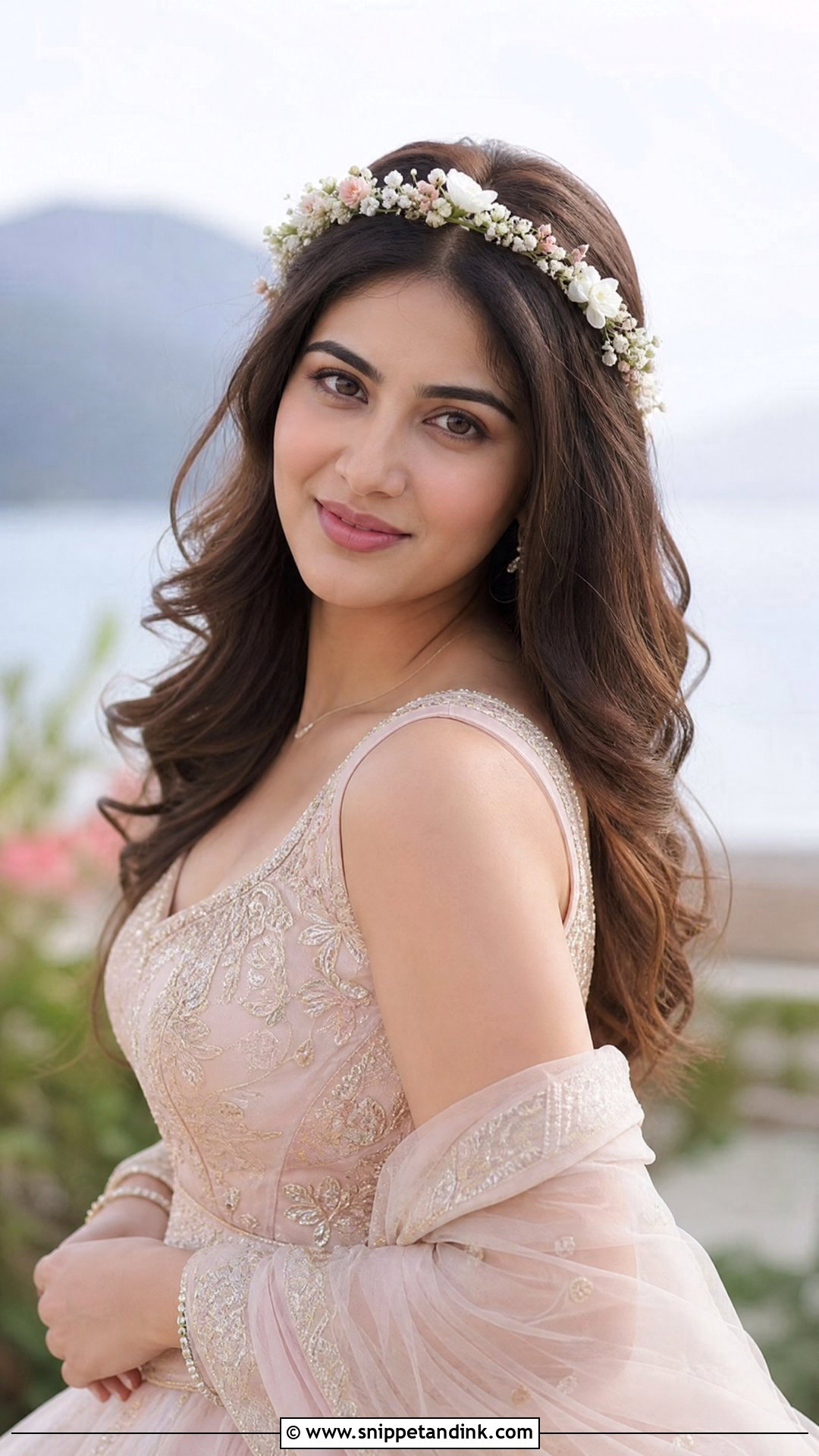 Open Waves With Floral Headband - Snippet and Ink - 20 Barat Bridal Hairstyle Ideas