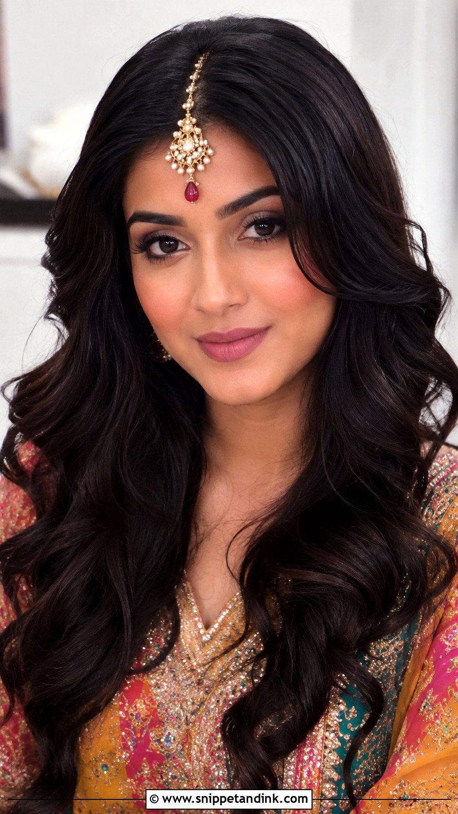 Open Waves With Maang Tikka - Snippet and Ink - 25 Mehndi Hairstyles for Bride Sister