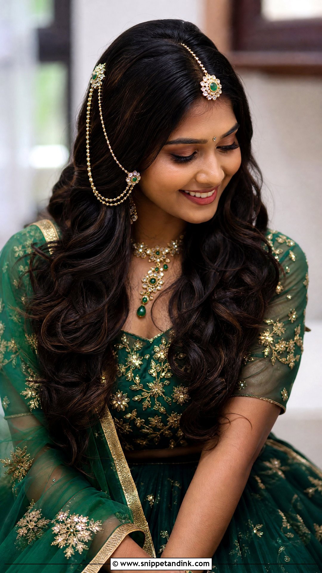 Open Wavy Hair With Hair Jewelry - Snippet and Ink - 20 Tamil Wedding Hairstyle Ideas