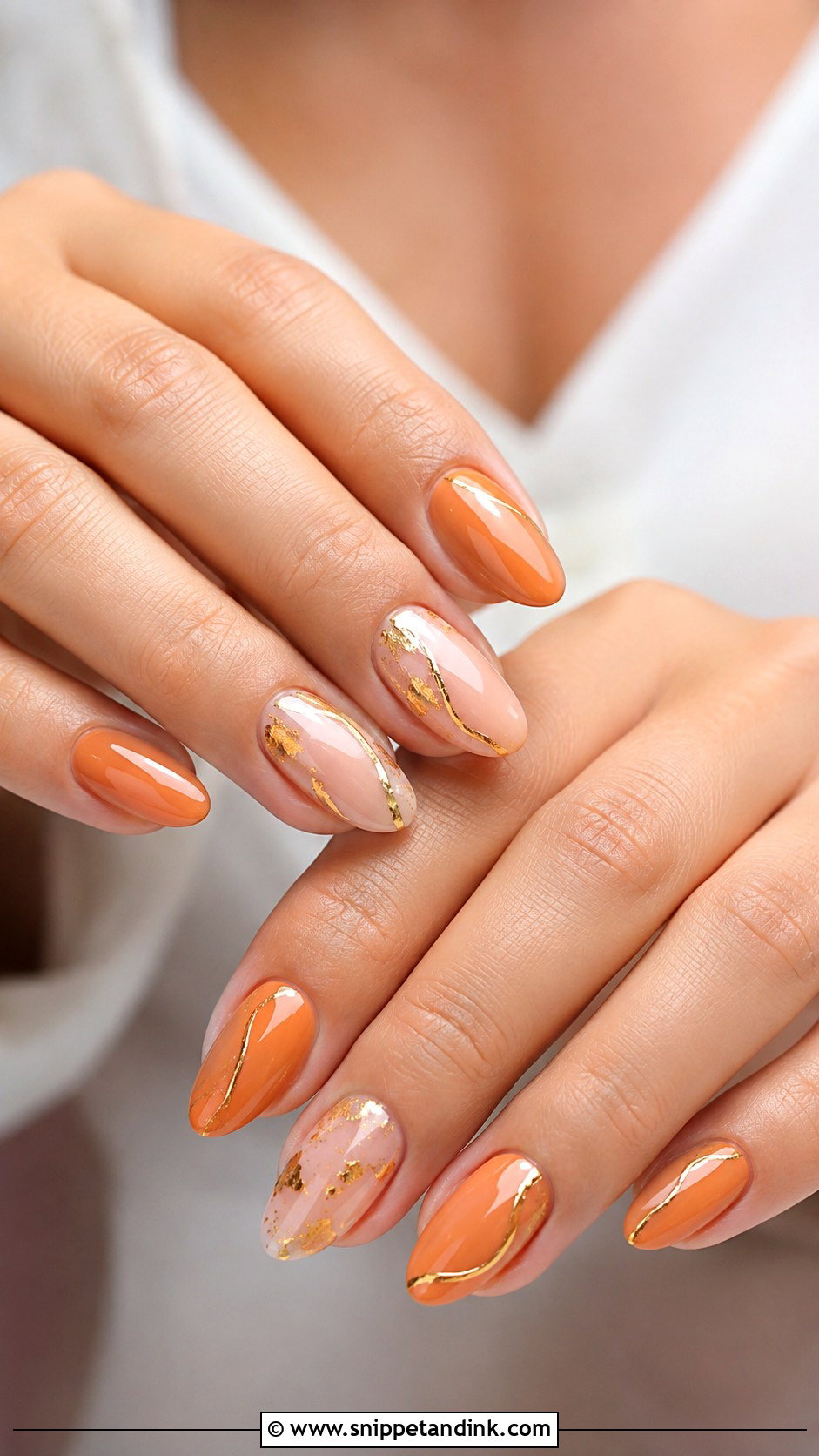 Orange And Gold Wedding Nails - Snippet and Ink - 20 Orange Wedding Nails