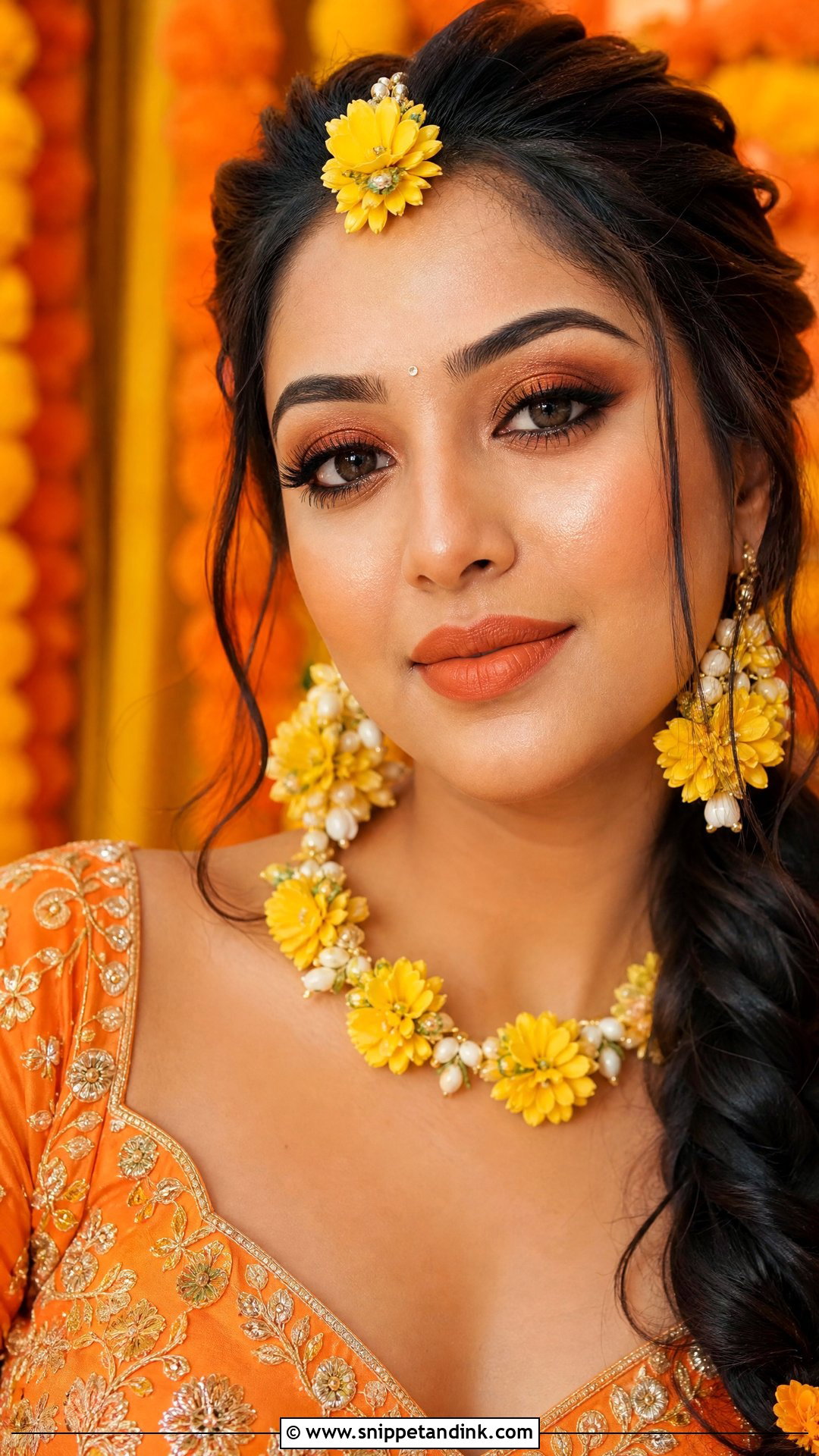 Orange Haldi Bridal Makeup - Snippet and Ink - 25 Haldi Bridal Look Ideas