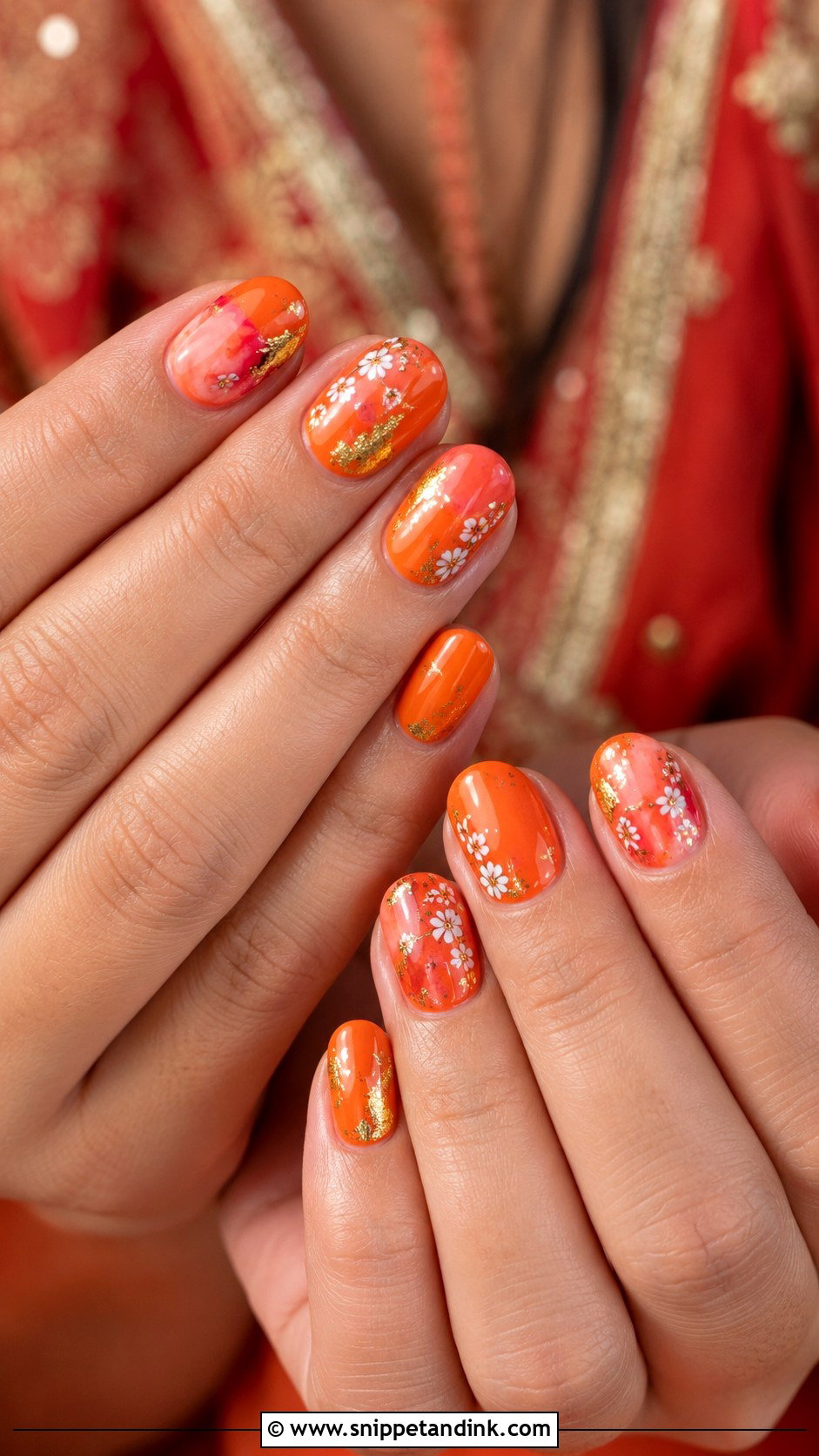 Orange Indian Wedding Nails - Snippet and Ink - 30 Indian Wedding Nails