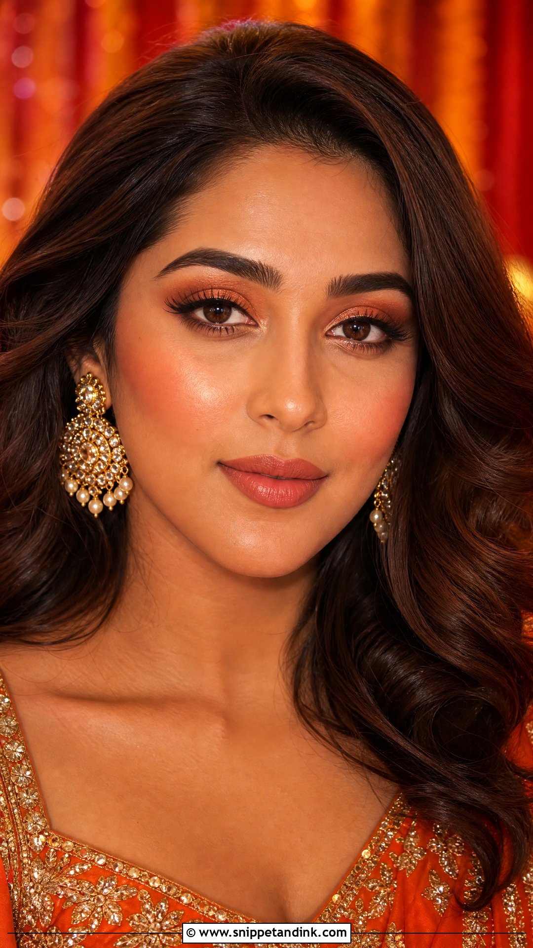 Orange Lehenga Bronze Makeup - Snippet and Ink - 20 Lengha Makeup Looks