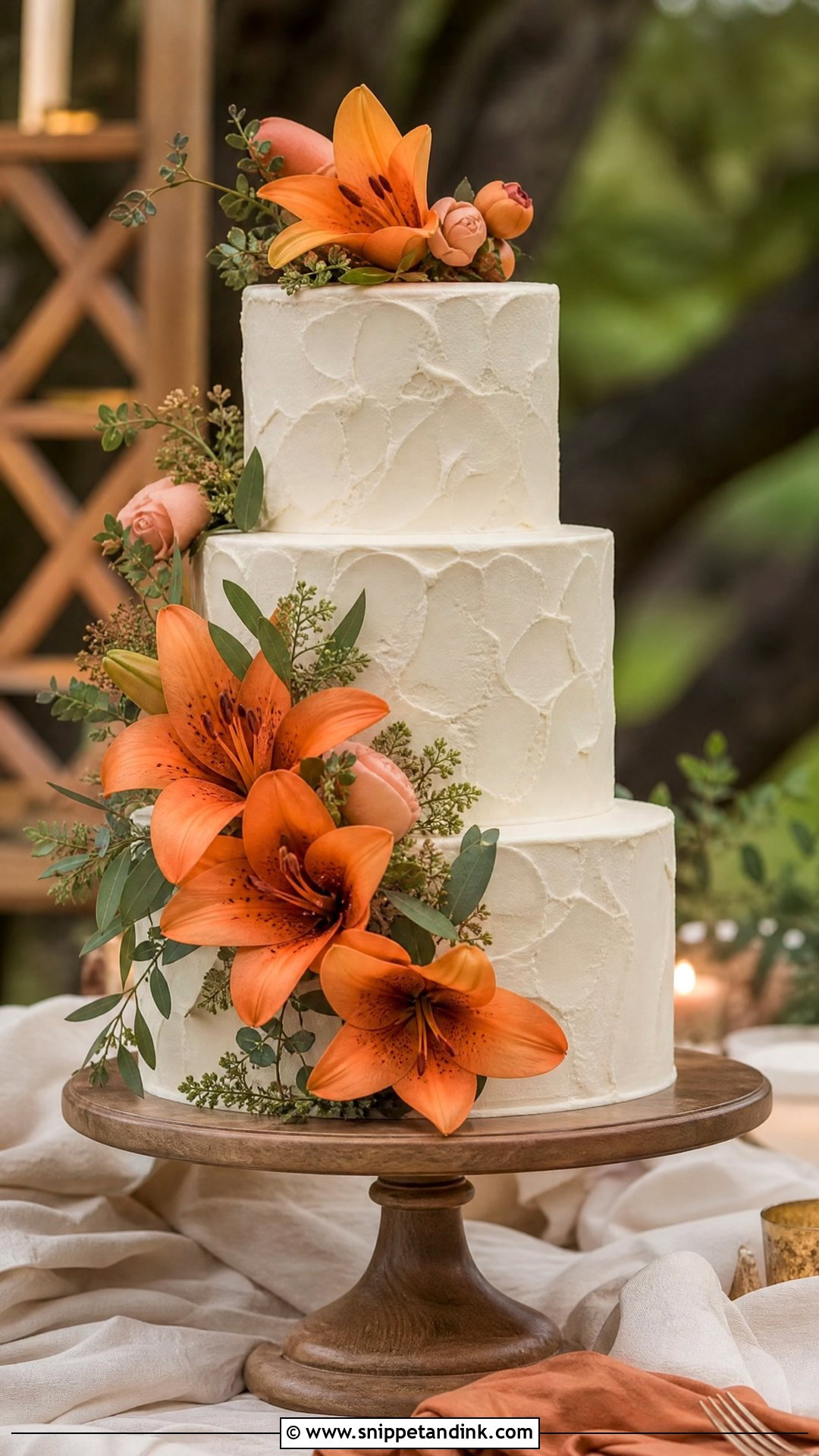 Orange Lily Wedding Cake - Snippet and Ink - 25 Lily Flower Cake Ideas for Wedding