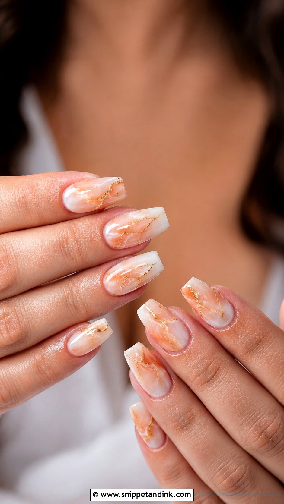 Orange Marble Wedding Nails - Snippet and Ink - 20 Orange Wedding Nails