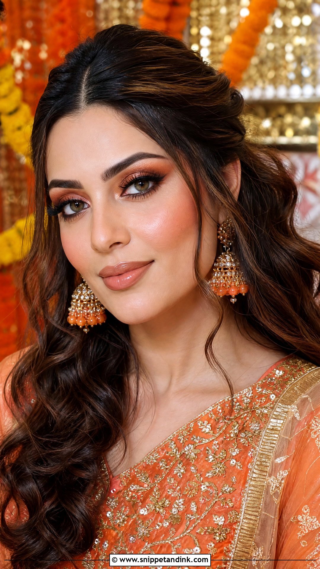 Orange Mehndi Bridal Makeup - Snippet and Ink - 20 Mehndi Bridal Makeup Ideas