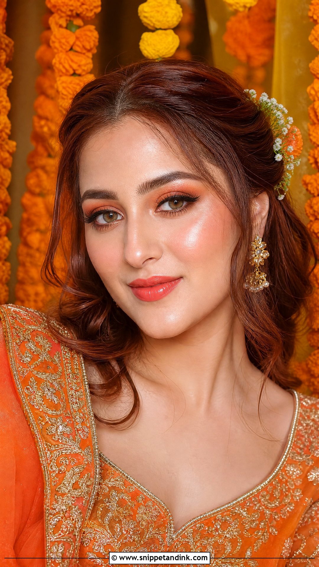 Orange Mehndi Bride Makeup - Snippet and Ink - 20 Mehndi Bride Makeup Ideas