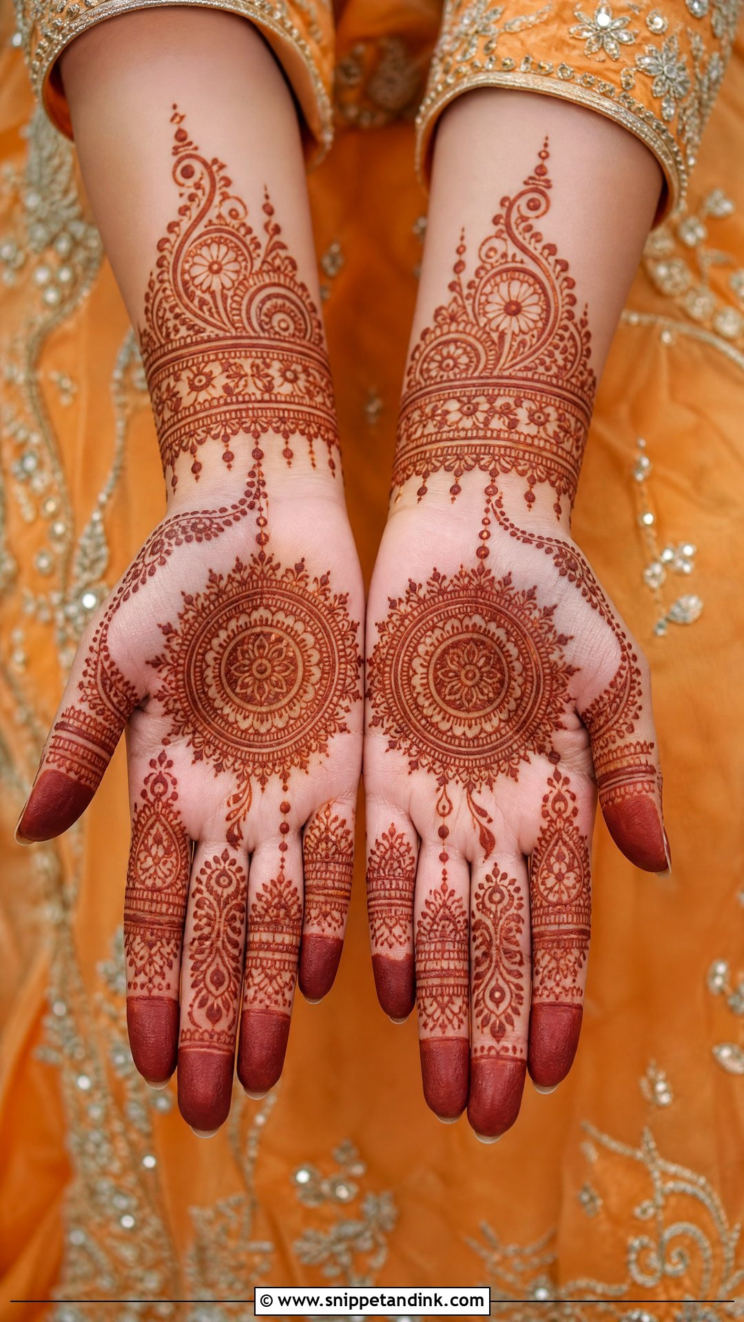 Orange Mehndi Gharara Design - Snippet and Ink - 30 Mehndi Dress Design Ideas