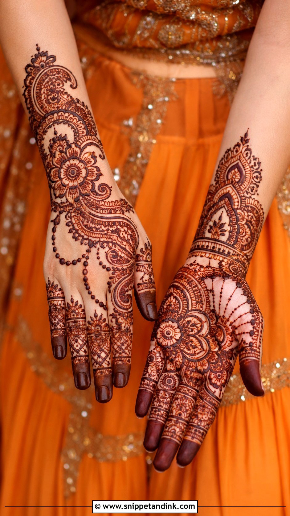 Orange Mehndi Gharara For Bride - Snippet and Ink - 35 Mehndi Dress for Bride Ideas