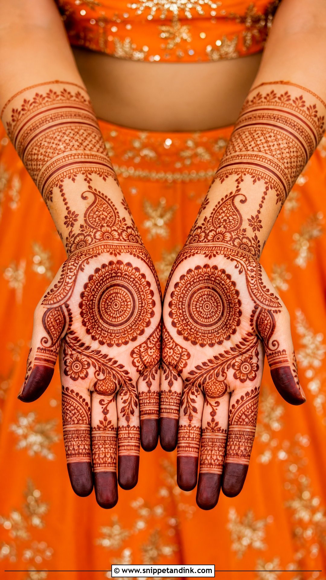 Orange Mehndi Lehnga Design - Snippet and Ink - 25 Mehndi Lehnga Designs