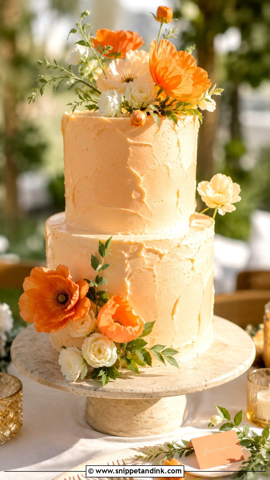 Orange Poppy Wedding Cake - Snippet and Ink - 25 Wedding Cake Ideas with Poppies